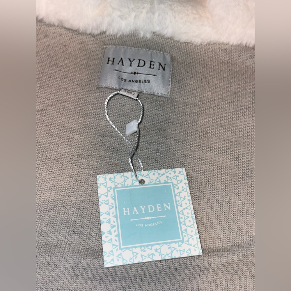 Hayden Gray Cardigan with White Furry Trim & Hood - Picture 12 of 14